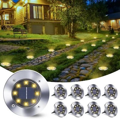 8 LED Solarleuchte Bodenstrahler Außen IP65 Gartenleuchten Garten Solarlampen DE - Bild 1 von 4