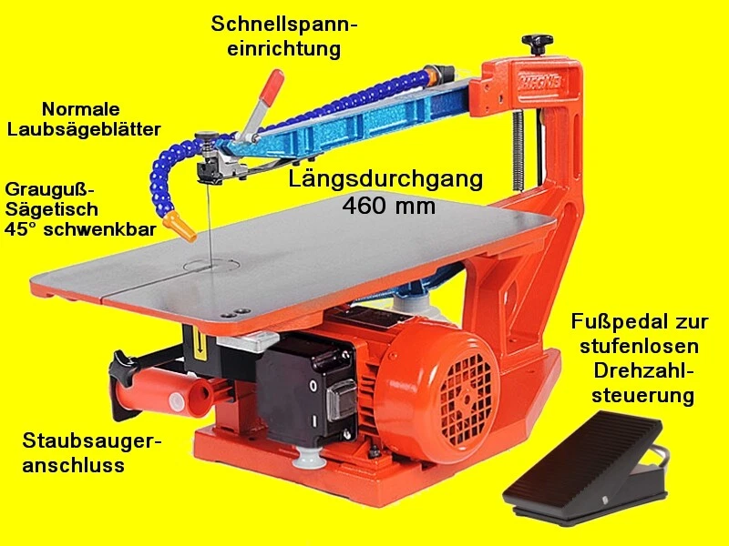 HEGNER Multicut-SE mit Drehzahlsteuerung über das Fußpedal inkl. 76 Sägeblätter - Bild 1 von 1