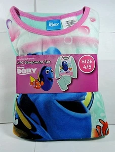 New Girls Disney FINDING DORY Nemo Flannel Pajamas 2 pc Sleep wear Set Size 4/5 - Picture 1 of 7