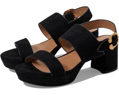 NUEVO $135 Sandalias de tacón bloque con plataforma de gamuza negra para cámara aerosoles -10 Foto 1 de 3