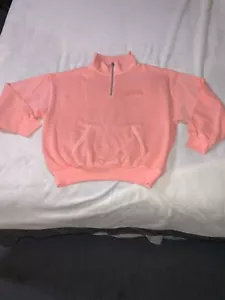 NWT VICTORIA'S SECRET PINK IVY FLEECE QUARTER-ZIP SWEATSHIRT MEDIUM ORANGE HILLS - Picture 1 of 9