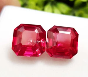 Gemma ottagonale rubino rosso naturale certificata da 8 a 10 ct 2 pz - Foto 1 di 7