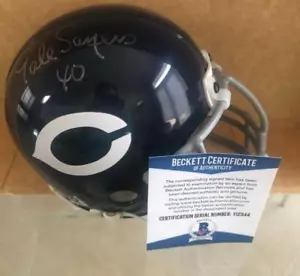 GALE SAYERS CHICAGO BEARS SIGNED VINTAGE AUTHENTIC MINI HELMET BECKETT Y12344 - Picture 1 of 3