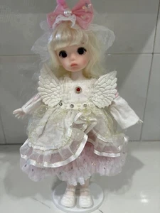 1/6 BJD Doll 30cm Girl Dolls Dress Dolls Handmade curved white hair black Eyes - Picture 1 of 5