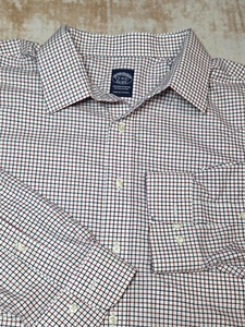 Brooks Brothers Mens Shirt Size 19 38/39 Plaid Button Up Blue Red White - Picture 1 of 8