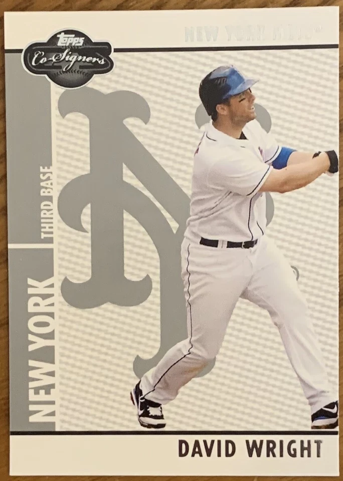 DAVID WRIGHT, 2008 TOPPS "CO-SIGNERS" CARD, NEW YORK METS LEGEND ! - Image 1 of 1