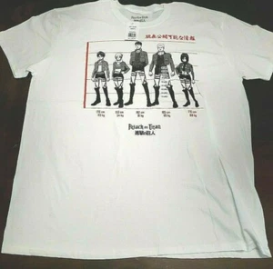 Attack On Titan Lineup White Adult T Shirt Size 2XL Only NEW! - Picture 1 of 6