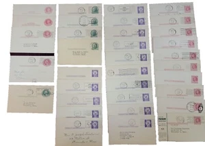 34x lot US Postal Stationary Postcard 1c 2c 3c used post marked 40s 50s 60s - Imagen 1 de 17