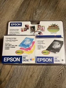 Epson T044120 & T044520, 1 each Black/Cyan/Magenta/Yellow NEW/SEALED - Picture 1 of 4