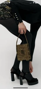 Zara beaded mini backet bag golden - Picture 1 of 8