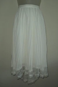 SEED Heritage White Midi Skirt Pleated Sz 12 Lace Hem - Picture 1 of 9