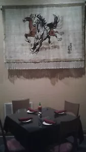 Hand knotted chinese silk rug w horses - Picture 1 of 7