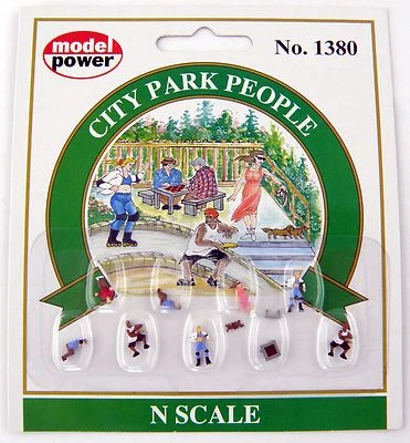 N Scale City Park People (9 pcs) - Model Power #1380 - Image 1 of 2