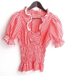 Damen Trachten Bluse rot weiß kariert ca. Gr. 36 - Picture 1 of 2