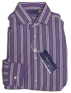 Ralph Lauren Purple Label Italy Mens Striped Button Down Sport Dress Shirt New