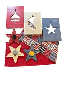 Paquete de decoración del hogar rojo blanco y azul - Moon Boat Stars tema patriótico náutico - Imagen 1 de 13