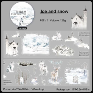 Winter Animals Forest Precut PET Tape Stickers Journal Card Supplies Scrapbook - Picture 1 of 13