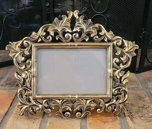 Vintage verzierter Gold Bilderrahmen filigran Landhaus Kern 4x6 Foto⁰⁰ stabil  - Bild 1 von 5