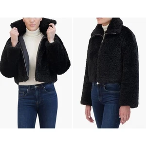 Chaqueta de piel sintética vegana de felpa recortada negra Rebecca Minkoff talla M precio de venta sugerido por el fabricante $258 3132 - Imagen 1 de 16