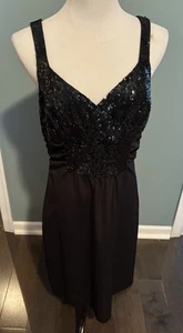 Sherrie Bloom & Peter Noviello CHETTA B Black Sequin Dress, SIZE 12 - Picture 1 of 6