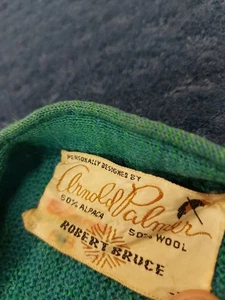 Arnold Palmer Strickjacke 70er~USA MADE ROBERT BRUCE Wolle % Alpaka GRN gebraucht - Bild 1 von 11
