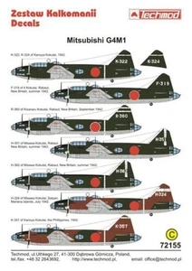 Techmod 72155 Mitsubishi G4M1 Betty 1/72 scale decals - Picture 1 of 1