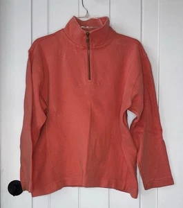 Tommy Bahama maglione donna grande arancione 1/4 zip pullover manica lunga MACCHIATO - Foto 1 di 7