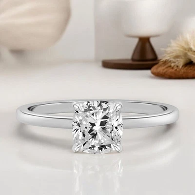 1.40 Ct Cushion Cut Diamond Engagement Ring IGI Lab Created 18K White Gold — 第 1/4 张图片