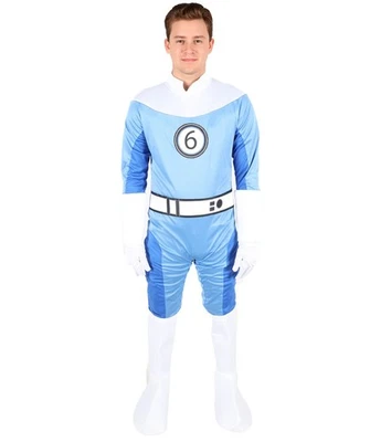 Disfraz futurista de equipo de ciencia ficción azul y blanco definitivo para hombre Foto 1 de 4