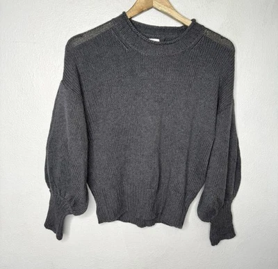 Suéter NSF Elsie Hombro Caído Para Mujer Pequeño Gris Algodón Cachemira Manga Burbuja Foto 1 de 4