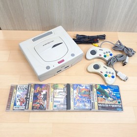 Sega Saturn console bundle with 2 controllers & 5 games Japanese white tested