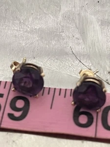 14k yellow gold amethyst earrings preowned(large 8-10 Carat )Natural Amethysts - Picture 1 of 7