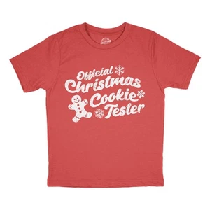 Youth Funny T Shirts Official Christmas Cookie Tester Sarcastic Xmas Graphic Tee - Picture 1 of 7