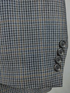 Chaps Ralph Lauren Mens 42R Silk Blazer Sport Coat Gray Houndstooth Brown Check - Picture 1 of 18