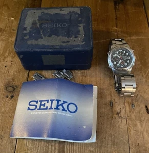 SEIKO Chronograph 7T32-6M30 Silver Men's Quartz Watch Working With Box Manual - Picture 1 of 9