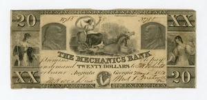 1850 $20 The Mechanics Bank - Augusta, GEORGIA Note - Picture 1 of 2