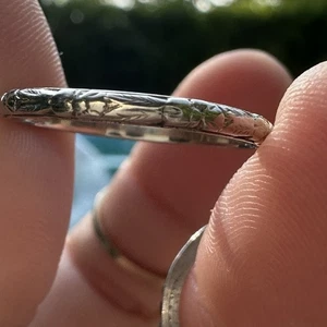 Antique Art Deco 1920's Belais 18K White Gold Etched Ring - Size 6.5 - Picture 1 of 5