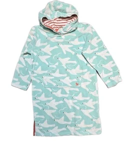MINI BODEN Hooded Terry Toweling Swim Cover Up Dress Girls Size 9-10 Birds - Picture 1 of 3