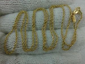 Vtg Signed SAK 14k Gold Twisted Rope 24" Chain Necklace 3.9 grams 1.2mm Wide - Picture 1 of 11