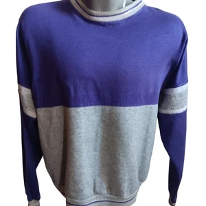 Sudadera XL vintage de los 80 para hombre púrpura/gris bloques de color nueva ola por alineación - Imagen 1 de 7