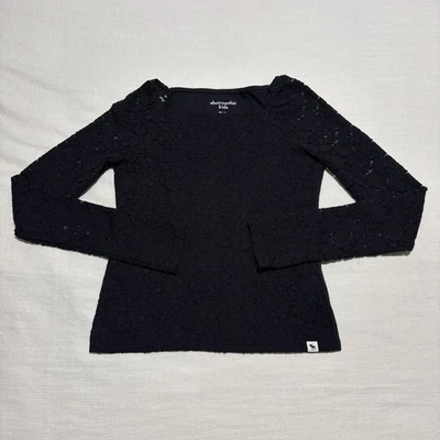 Girls Abercrombie Kids Black Lace Long Sleeve Top Shirt | Size 13/14 | A&F - Image 1 of 4