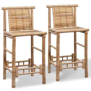 NNEVL Bar Stools 2 pcs Bamboo - Picture 1 of 5