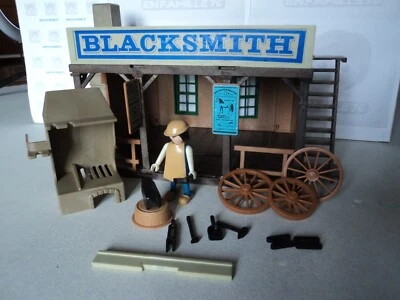 PLAYMOBIL vintage western maisons forge BLACKSMITH forgeron set 3430 de 1977 - Photo 1/4