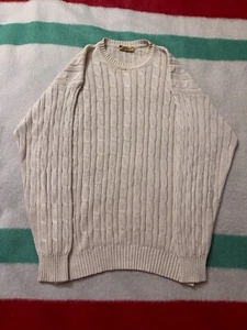 Vintage 90s Paul Stuart Made In Italy Cotton CableKnit Sweater Size Large L Mint - Picture 1 of 12