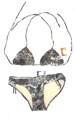 Traje de baño bikini halter estampado animal serpiente reptil Live in Cyn talla pequeña nuevo con etiquetas $108 Foto 1 de 3