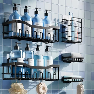 5-Pack Rustproof Stainless Steel Shower Caddy Set – No Drill Adhesive Organizer - Picture 1 of 12