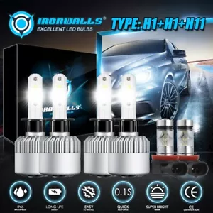 H1+H1+H11 LED Headlight Fog Bulb Kit High Low Beam 6000K For Honda CRV 2005 2006 - Foto 1 di 12