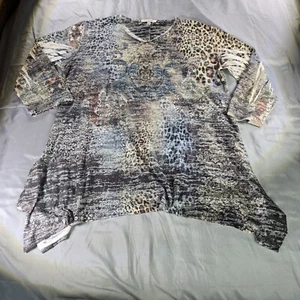 Jess And Jane Top Damen Extra Large Burnout Asymmetrisch Leopard Mob Wife Artsy - Bild 1 von 10