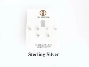 Giani Bernini Cubic Zirconia Sterling Silver 3 Pairs of Earrings - New - Picture 1 of 2