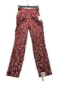 Bar III Pull up dressed elastic waist pants Red with white flowers SZ XS M133 - Picture 1 of 8